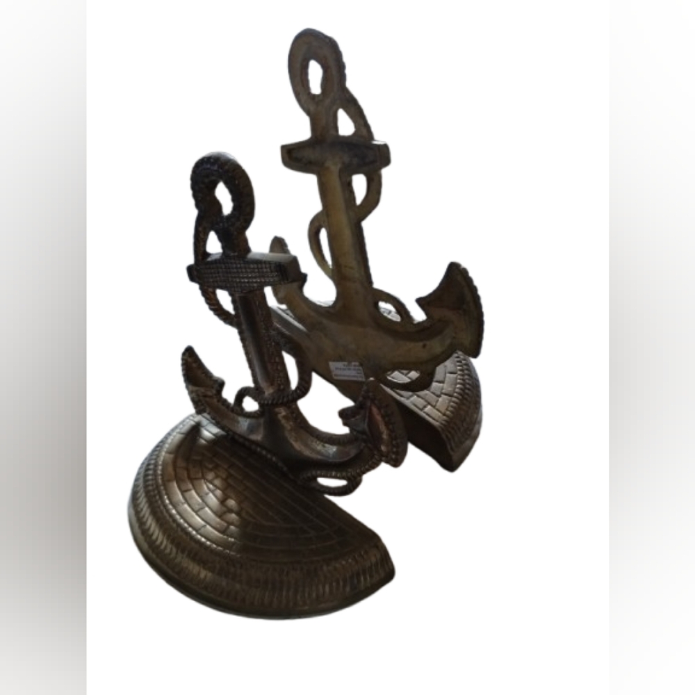 Vintage Solid Brass Boat Anchor Book Ends, Made in India